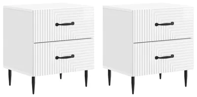 Immagine prodotto di Maison Exclusive - Comodino, set da 2 pezzi, bianco lucido, 43 x 34,5 x 47,5 cm
