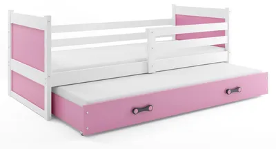Produktbild von BMS Kinderbett Rico Weiß Rosa mit Bettkasten und 2 Matratzen