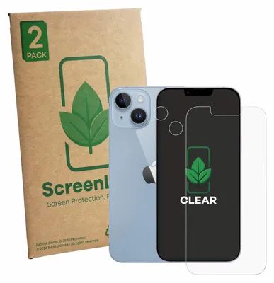Produktbild von 2x ScreenLeaf Schutzfolie für Apple iPhone 14 (Display+Kamera) Displayschutz Display Schutz Folie Klar Transparent
