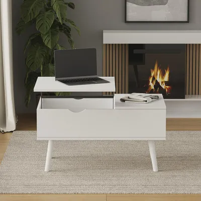 Immagine prodotto di tavolino soggiorno Vicco Stora Bianco 76 x 45 cm con funzione di sollevamento, Model 56371
