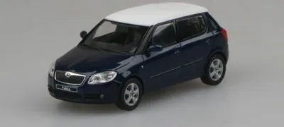 Produktbild von Skoda Fabia II (2006) - Blauer Sturm Metallic/Weißes Dach ABREX 1:43