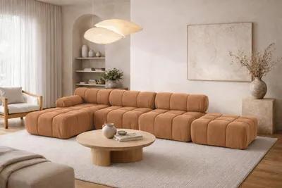 Produktbild von Kaiser Möbel Ecksofa L-Form XL, Stoff Velours Salvador, Dunkelbeige, Links, Selia L XL