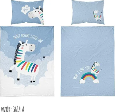 Produktbild von Kinderbettwäsche Set 90x120 cm Einhorn Blau/Bunt