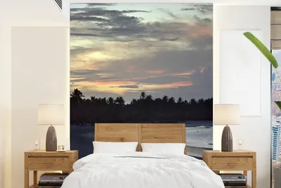 Produktbild von Fotobehang Zonsondergang über Strand in Afrika - 205 cm x 280 cm Breit, Wandtapete aus hochwertigem Papier
