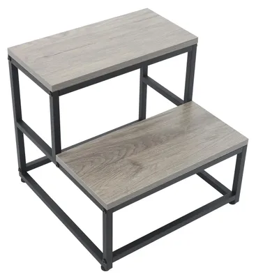 Imagen del producto de Escalera de dos peldaños, diseño robusto, color gris