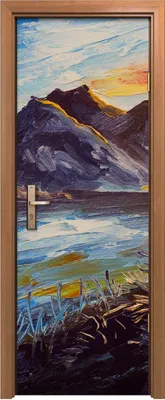 Produktbild von Türposter 70x200 cm Türaufkleber Türtapete Türfolie Klebefolie Malerei Berge Wasser Landschafts