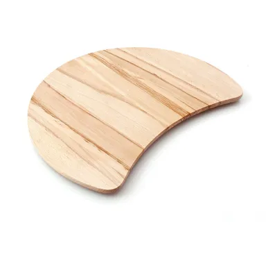 A wooden cutting board on a white background.