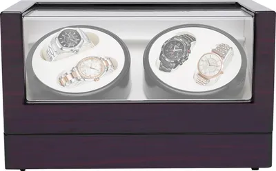 Immagine prodotto di Rotore automatico per orologi - Per 4 orologi - Motore silenzioso - Antimagnetico - 1 modalità di rotazione - Alimentazione a rete con spina UE - Confezione con display - Marrone