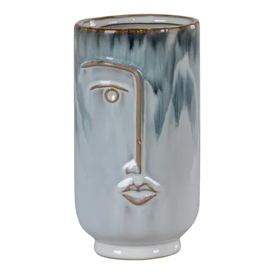 Produktbild von Blaue Porzellanvase mit Gesicht Ø 9 x 17 cm