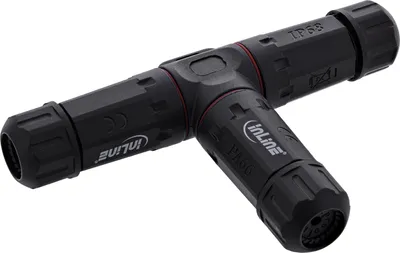 Image de Connecteur de câble d'alimentation InLine®, IP68, 3 pôles, 3 voies, M20, noir