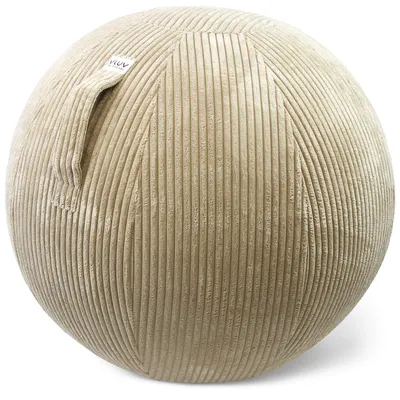 Produktbild von VLUV VLIP Stoff Sitzball 60-65cm, ergonomisches Sitzmöbel, atmungsaktiv und langlebig, mit Tragegriff und Bodenring, inkl. Handpumpe, Farbe: Beige