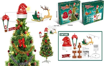 Immagine prodotto di Babbo Natale mobile e rotante per la cima dell'albero. basi