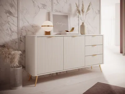Produktbild von GrainGold Kommode Latina - Kommode mit Schubladen und Türen - Sideboard, TV-Kommode - Kommode Beige