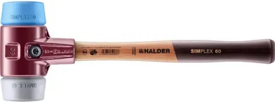 Produktbild von HALDER SIMPLEX Schonhammer Ø 60 mm TPE-soft blau / TPE-mid grau