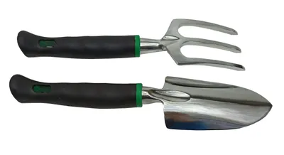 Produktbild von Gartenwerkzeug Pflanzset Gartengeräte Set aus Edelstahl Handrechen Handkelle Pfanzkelle (Set 1)