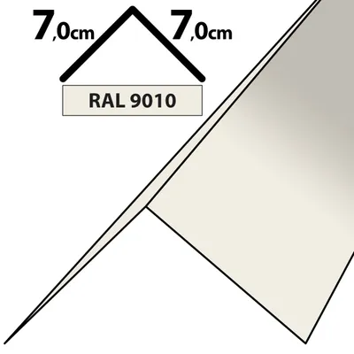 Produktbild von 2m Winkelblech Kantblech Kante Blechwinkel pulverbeschichtetes 0,5mm Zuschnitt 14cm RAL-9010 Weiß
