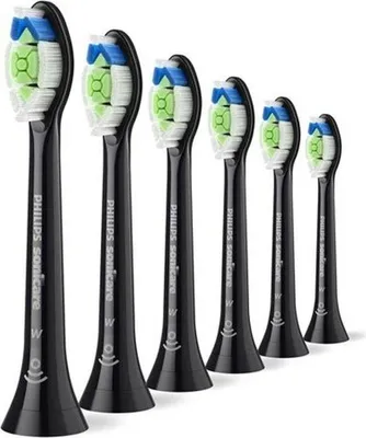 Produktbild von Philips Ersatzbürstenköpfe Optimal White HX6066/88, 6er-Set, schwarz, mittlere Borsten