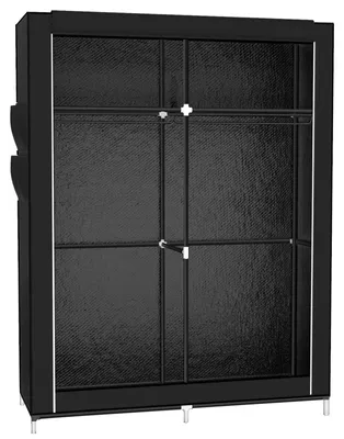 Produktbild von Kleiderschrank - Stoffkleiderschrank mit Reißverschluss - 108×45×170 cm - Metallgestell - Vliesstoff - Zum Zusammenbauen - Schwarz