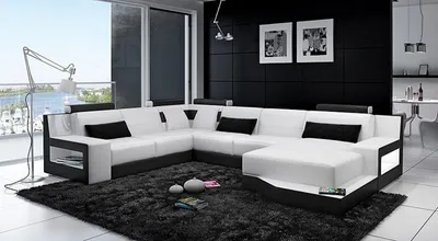 Produktbild von Wohnlandschaft Ecksofa U Form Polster Couch Ledersofa