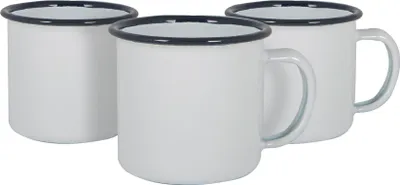 Produktbild von Argon Ta Weiße Emaille-Espressotassen - Stahl Outdoor-Camping-Tee-Kaffeetasse - 130ml - Navy - Packung mit 6