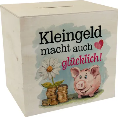 Produktbild von Kleingeld macht glücklich Spardose aus Holz