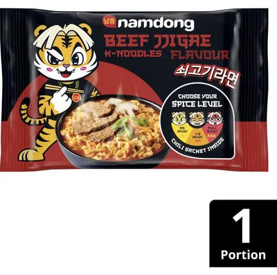 Produktbild von Namdong Beef Jjigae K-Noodles 120g – Würzige koreanische Instant-Nudeln mit Rindfleischgeschmack