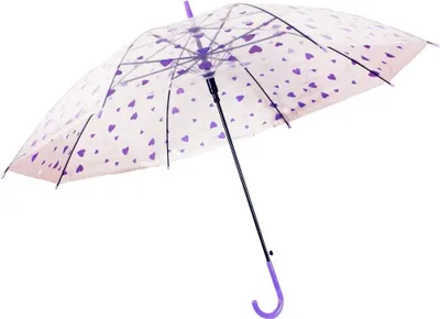 Produktbild von HAAC Transparenter Romantischer Regenschirm Automatik mit Herzdesign lila 85 cm