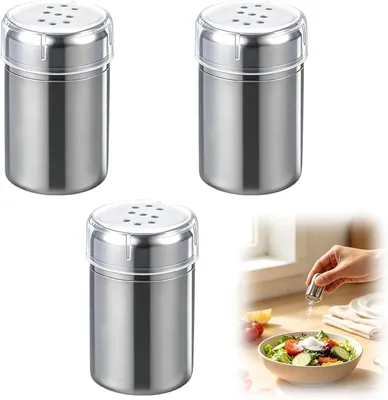 Produktbild von 3 Mini-Salzstreuer für unterwegs, 5ml, aus Edelstahl mit Deckel | Kleine Salz- und Pfefferstreuer für Camping, Grillen und Reisen