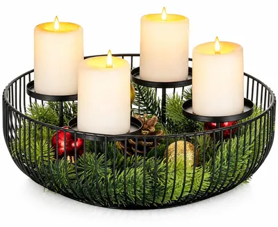 Metall-Adventskranz, schwarz, 4-armig, Ø 30 cm, Tischdeko