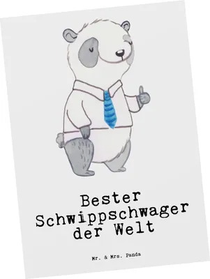 Produktbild von Mr. & Mrs. Panda Postkarte Panda Bester Schwippschwager der Welt - Weiß - Geschenk, Schwibschwager, Verwandtschaft, Postkarten, bildkarte, Ansichtskarte, Familie