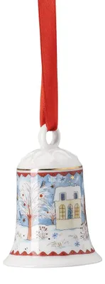 Porzellan-Weihnachtsglocke, 7 cm, mehrfarbig, 1 Stück
