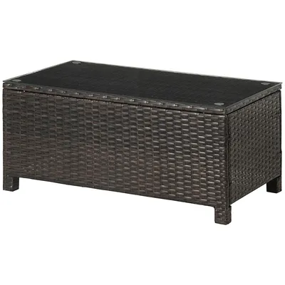 Produktbild von Beistelltisch Garten Polyrattan Couchtisch braun Balkontisch 85 x 50 x 39 cm