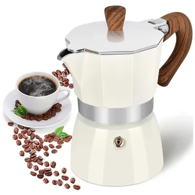 Espressokocher Mokka-Kanne, 3 Tassen, 142 ml, Aluminium, Rot