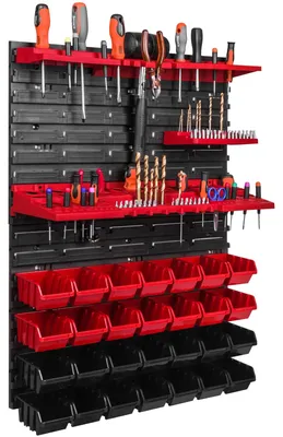 Immagine prodotto di Pannello portattrezzi per l'officina - Sistema di stoccaggio a parete per garage - 57,6 x 78 cm
