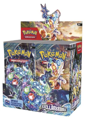 Zdjęcie produktu dla Pokémon Crimson & Purple Stellar Crown Booster Display niemiecki