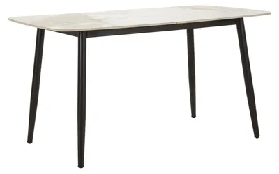 Produktbild von Josh Moderner Esstisch 138x78x76 cm - Tischplatte in Marmoroptik mit schwarzen Metallbeinen - Esstisch für den Wohnbereich