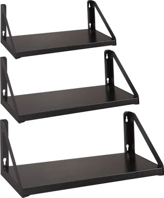 Produktbild von 3er-Set Wandregale, schwebende Bücherregale, 30, 35 und 40 cm lang, schwarz