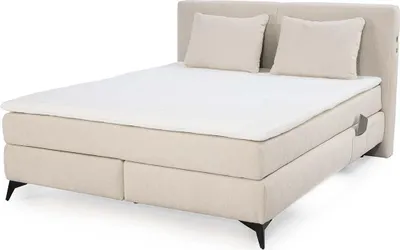 Produktbild von Boxspringbett KIRA MIX mit Kaltschaum-Topper, Unterflurbeleuchtung & USB-Ladeports, H3/H4