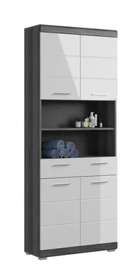 Produktbild von Hochschrank Scout | weiß Hochglanz / rauchsilber