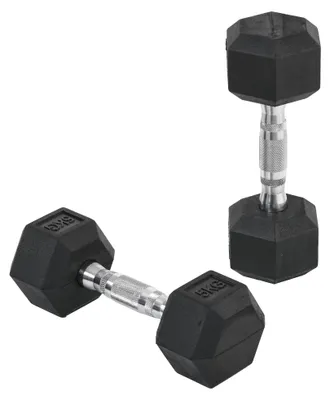 Produktbild von Sechseckiges Hantelset, 2 x 5 kg, mit Verbindungsstangen, Fitness-Trainingsset