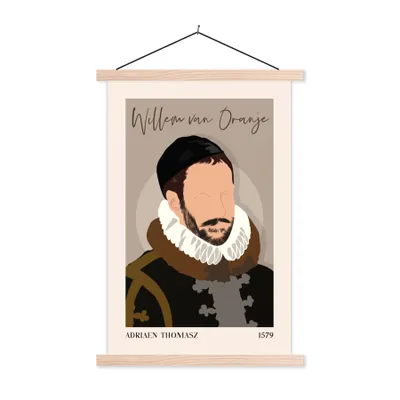 Produktbild von MuchoWow® Textilposter Alte Meister - Wilhelm von Oranien - Braun - Vintage 40x60 cm mit holzfarbenen Rahmen - Poster