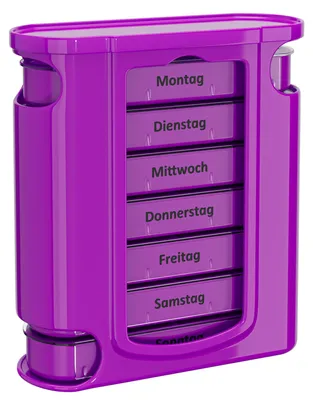 Produktbild von WELLGRO Tablettenbox 7 Tage 4 Fächer – Pillenbox & Medikamentenbox mit Tagesaufteilung, große Pillendose als Tabletten Organizer für Zuhause & Reise