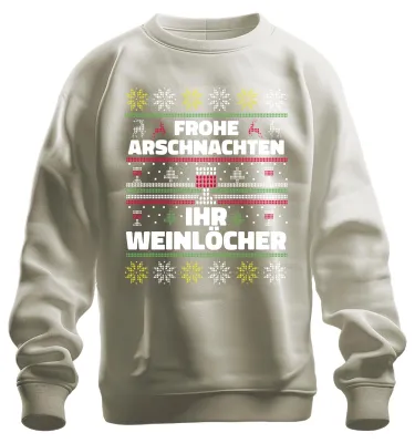 Produktbild von Frohe Arschnachten Ihr Weinlöcher Sarkasmus - Ugly Christmas Sweatshirt Pullover, Natur, XL