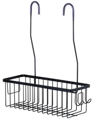 Zdjęcie produktu dla Półka pod prysznic - montaż na ścianie - jedna półka - metal - 33,5 x 12,5 x 38 cm - czarna