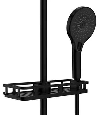 Produktbild von WENKO Kunststoff Duschablage Libertà in Schwarz matt 28,5 x 4 x 11,5 cm