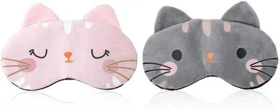 Imagen del producto de Mascarillas para dormir, paquete de 2, de felpa, ajustables, con protección para los ojos