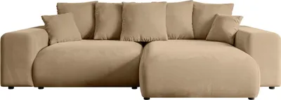 Produktbild von Ecksofa mit Schlaffunktion und Bettkasten ESKAR-L -266x176x72 cm Beige- Corner Sofa Bett Eckcouch Couch L-Form Schlafcouch Ausziehbar Wohnlandschaft Schlafsofa Cauchsofa