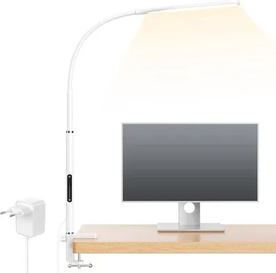 Productafbeelding van Dimbare LED bureaulamp met klemming en afstandsbediening - Architectenlamp met 4 kleurtemperaturen
