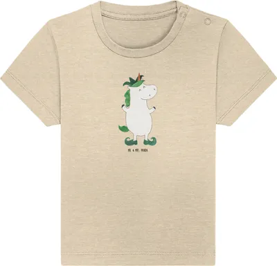 Produktbild von Mr. & Mrs. Panda  T-Shirt Einhorn Joker 0. - 6. Monat - Natural Raw - Geschenk, Organic Baby Shirt, Unicorn, Kinder Oberteil, Babyshirt, Kasper, Hofnarr, Einhörner