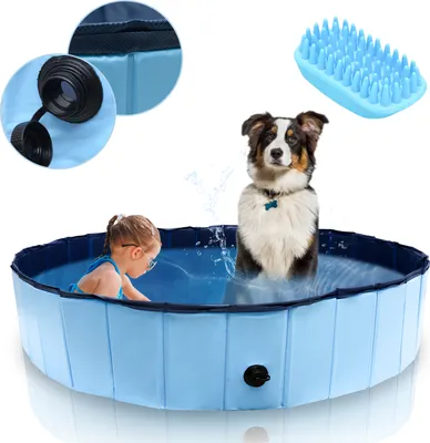 Produktbild von Jayseuw Hundepool Faltbar Pool Schwimmbecken Swimmingpool Hunde Planschbecken Bad Ø 160cm x H 30cm
